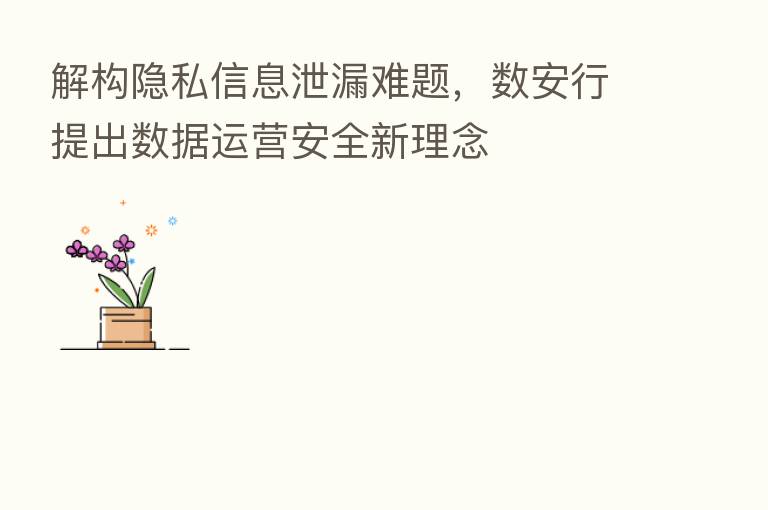 解构隐私信息泄漏难题，数安行提出数据运营安全新理念