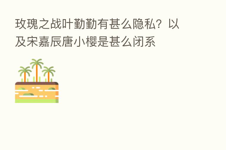 玫瑰之战叶勤勤有甚么隐私?以及宋嘉辰唐小樱是甚么闭系