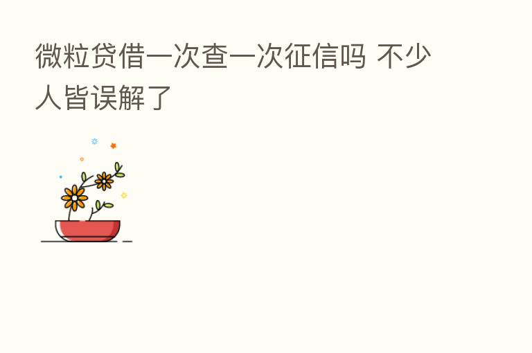 微粒贷借一次查一次征信吗 不少人皆误解了