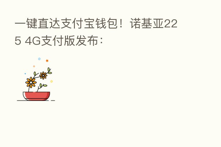 一键直达支付宝前包!诺基亚225 4G支付版发布: