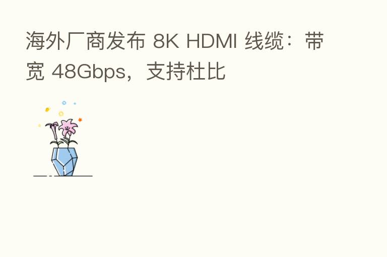 海外厂商发布 8K HDMI 线缆：带宽 48Gbps，支持杜比