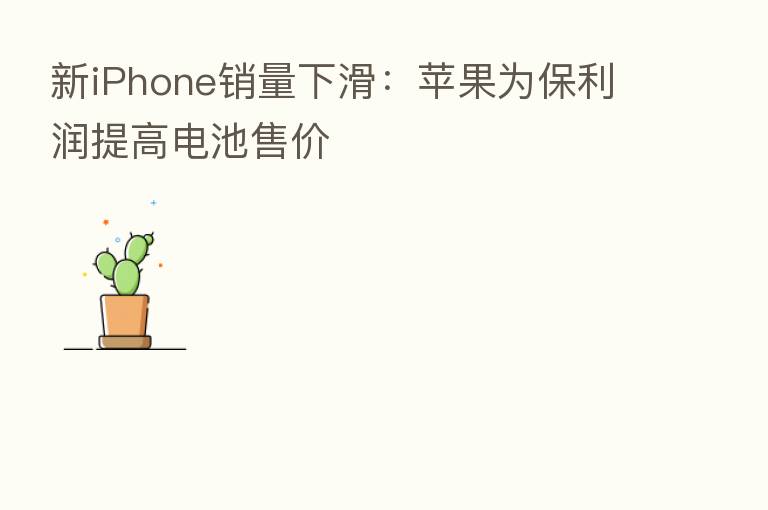 新iPhone销量下滑:苹果为保利润提高电池售价