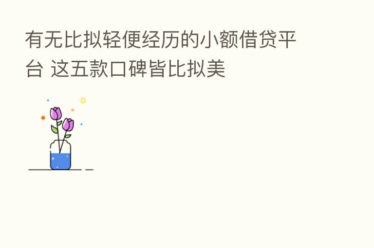 有无比拟轻便经历的小额借贷平台 这五款口碑皆比拟美
