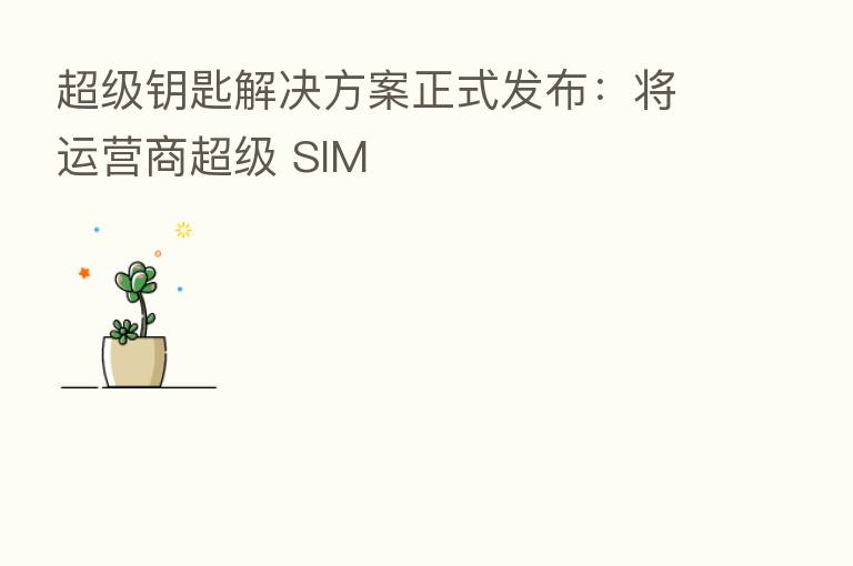 超级钥匙解决方案正式发布:将运营商超级 SIM
