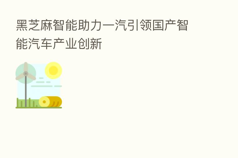 黑芝麻智能助力一汽引领国产智能汽车产业创新