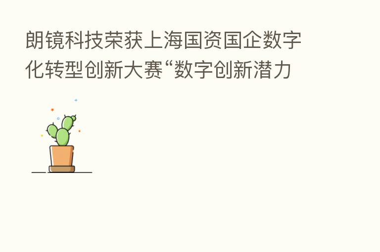 朗镜科技荣获上海国资国企数字化转型创新大赛“数字创新潜力奖”