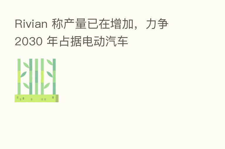 Rivian 称产量已在增加,力争 2030 年占据电动汽车