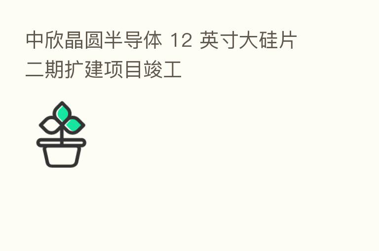 中欣晶圆半导体 12 英寸大硅片二期扩建项目竣工