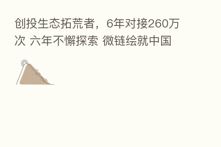 创投生态拓荒者,6年对接260万次 六年不懈探索 微链绘就中国创投新画卷