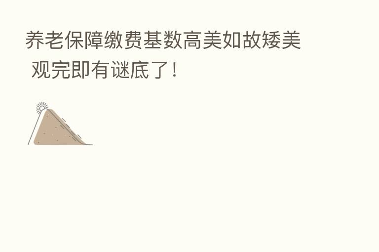 养老保障缴费基数高美如故矮美 观完即有谜底了!