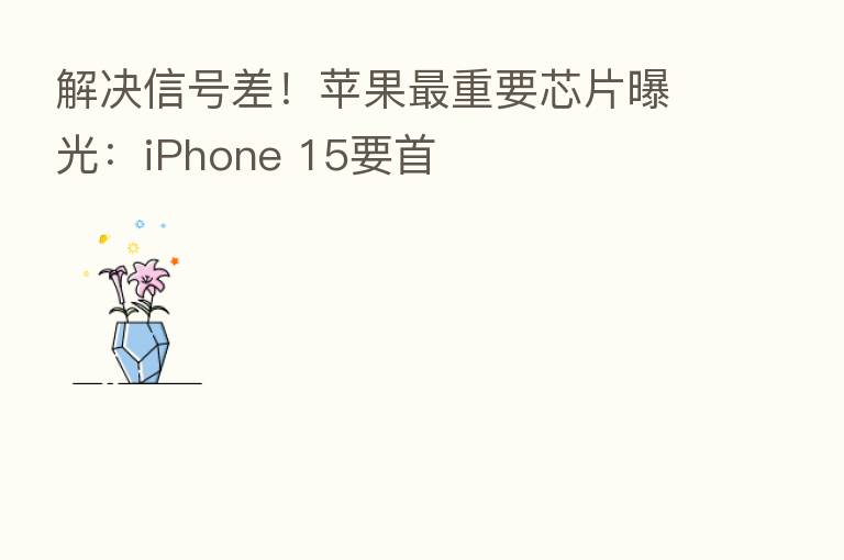解决信号差!苹果 重要芯片曝光:iPhone 15要首