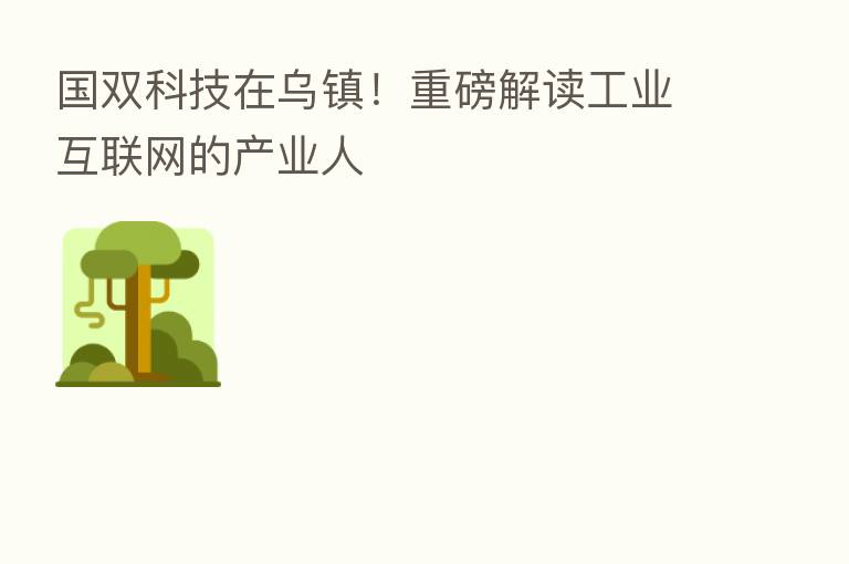 国双科技在乌镇!重磅解读工业互联网的产业人