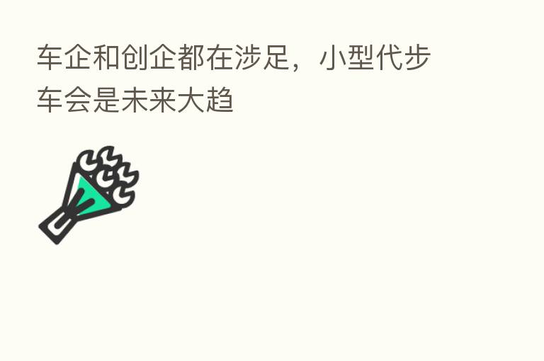 车企和创企都在涉足,小型代步车会是未来大趋