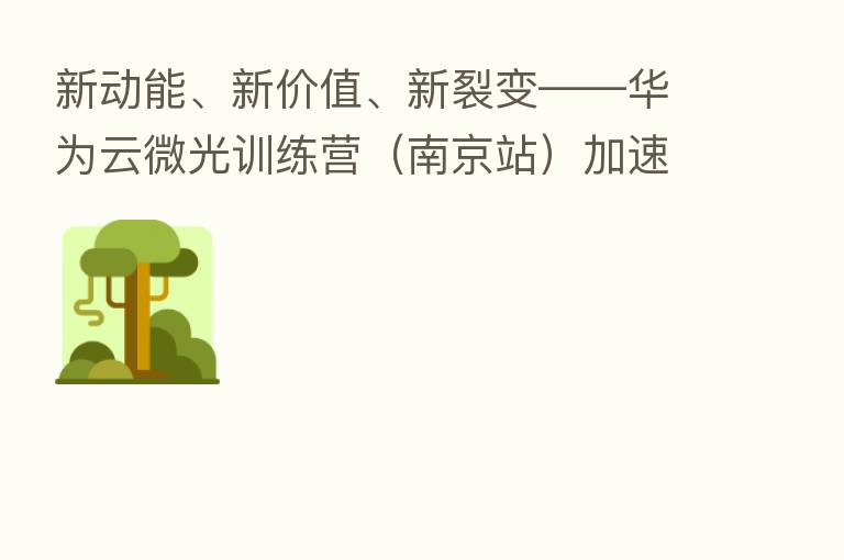 新动能、新价值、新裂变——华为云微光训练营(南京站)加速来袭