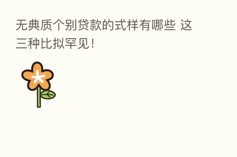 无典质个别贷款的式样有哪些 这三种比拟罕见!
