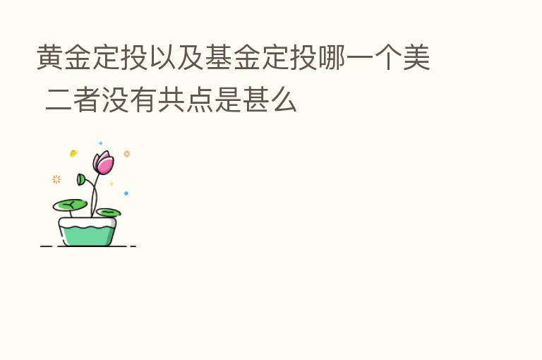 黄金定投以及基金定投哪一个美 二者没有共点是甚么