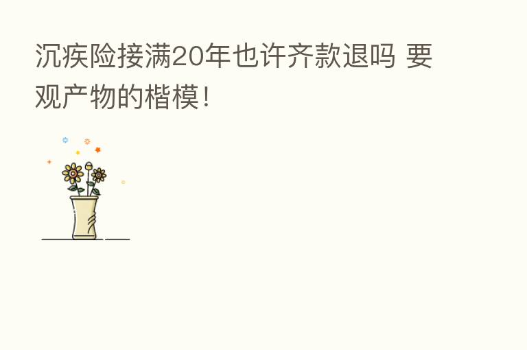 沉疾险接满20年也许齐款退吗 要观产物的楷模!