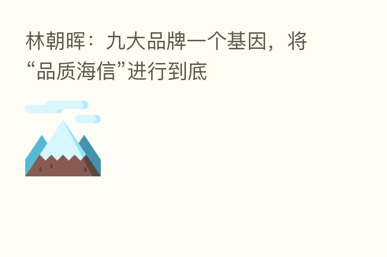 林朝晖:九大品牌一个基因,将“品质海信”进行到底