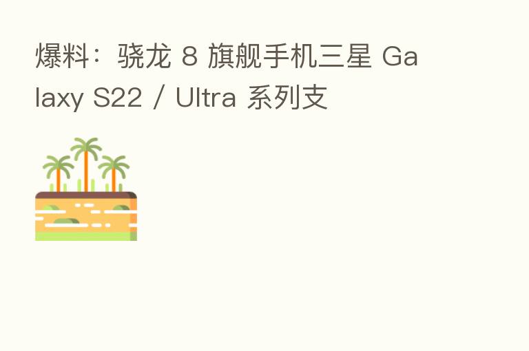 爆料：骁龙 8 旗舰手机三星 Galaxy S22 / Ultra 系列支