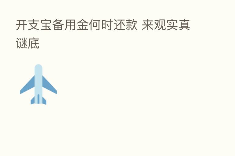 开支宝备用金何时还款 来观实真谜底