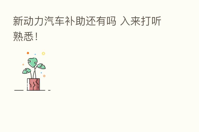 新动力汽车补助还有吗 入来打听熟悉!