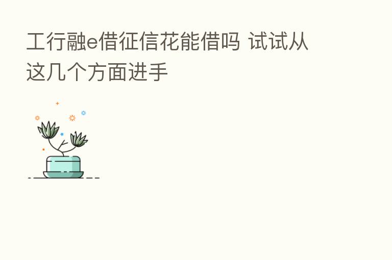 工行融e借征信花能借吗 试试从这几个方面进手