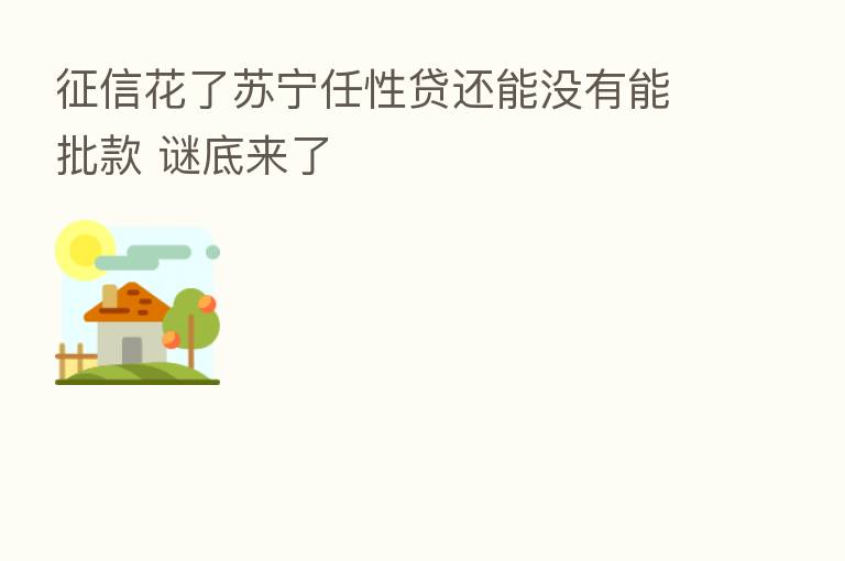 征信花了苏宁任性贷还能没有能批款 谜底来了