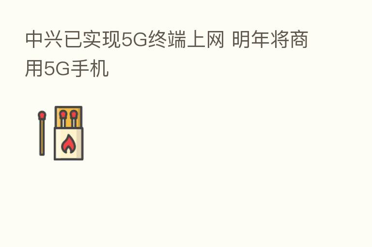中兴已实现5G终端上网 明年将商用5G手机