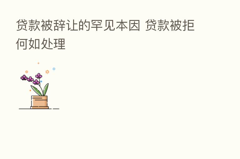 贷款被辞让的罕见本因 贷款被拒何如处理