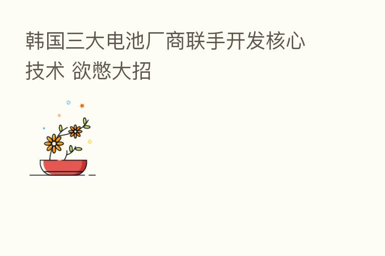 韩国三大电池厂商联手开发核心技术 欲憋大招