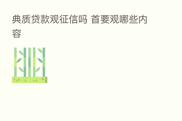 典质贷款观征信吗 首要观哪些内容