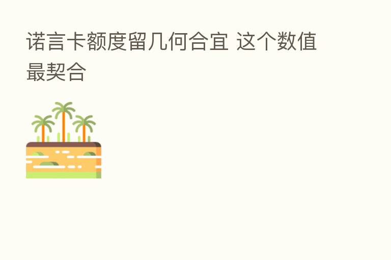 诺言卡额度留几何合宜 这个数值 契合