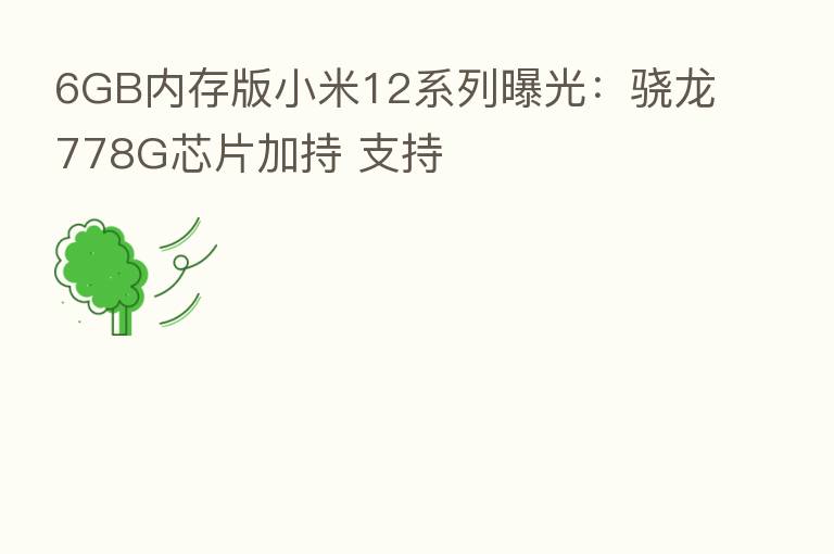 6GB内存版小米12系列曝光：骁龙778G芯片加持 支持