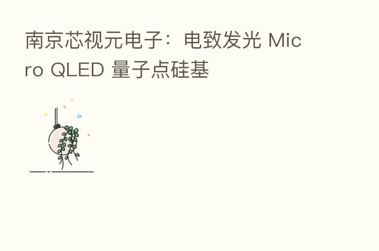 南京芯视元电子：电致发光 Micro QLED 量子点硅基