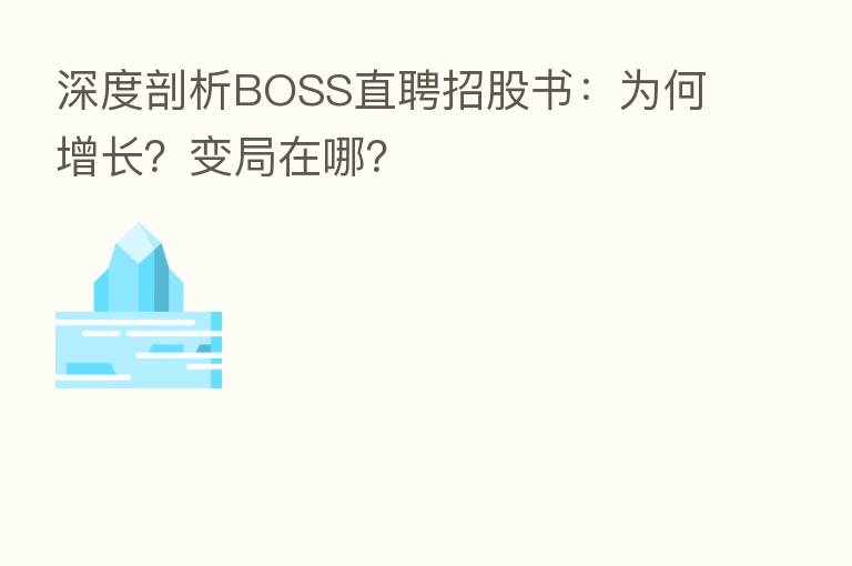 深度剖析BOSS直聘招股书:为何增长?变局在哪?