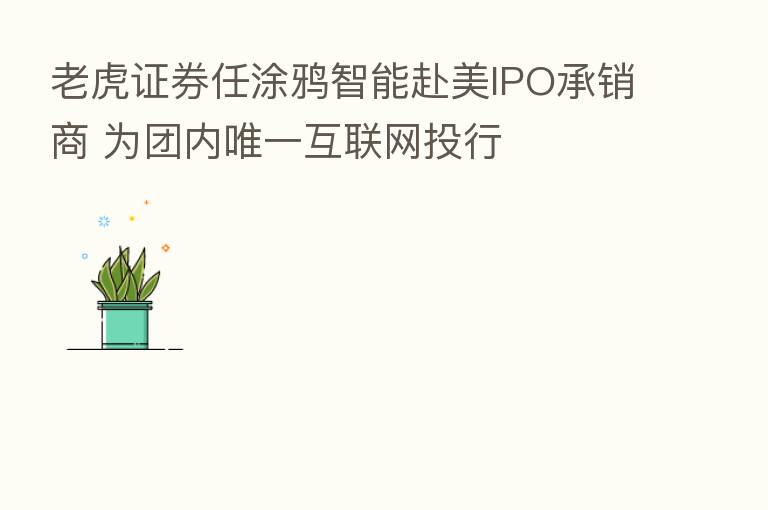 老虎证券任涂鸦智能赴美IPO承销商 为团内唯一互联网投行