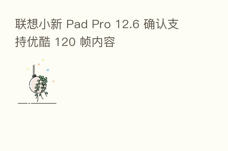 联想小新 Pad Pro 12.6 确认支持优酷 120 帧内容
