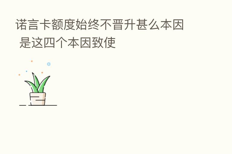 诺言卡额度始终不晋升甚么本因 是这四个本因致使