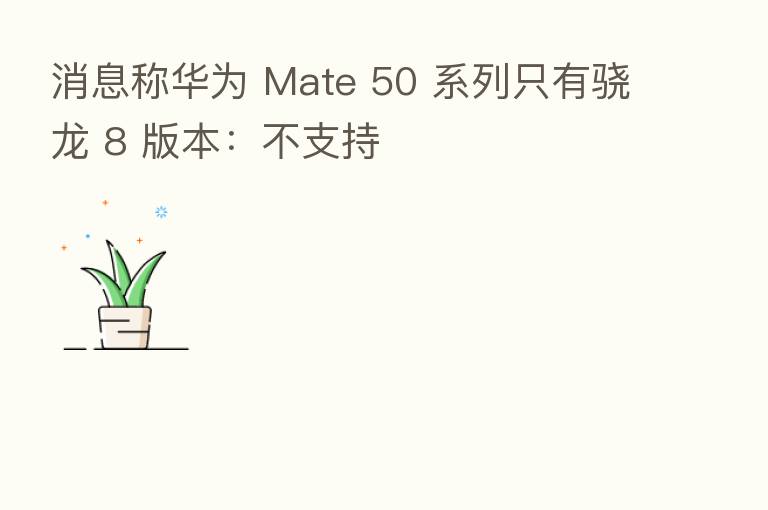 消息称华为 Mate 50 系列只有骁龙 8 版本:不支持