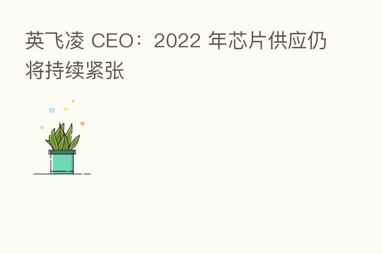 英飞凌 CEO:2022 年芯片供应仍将持续紧张