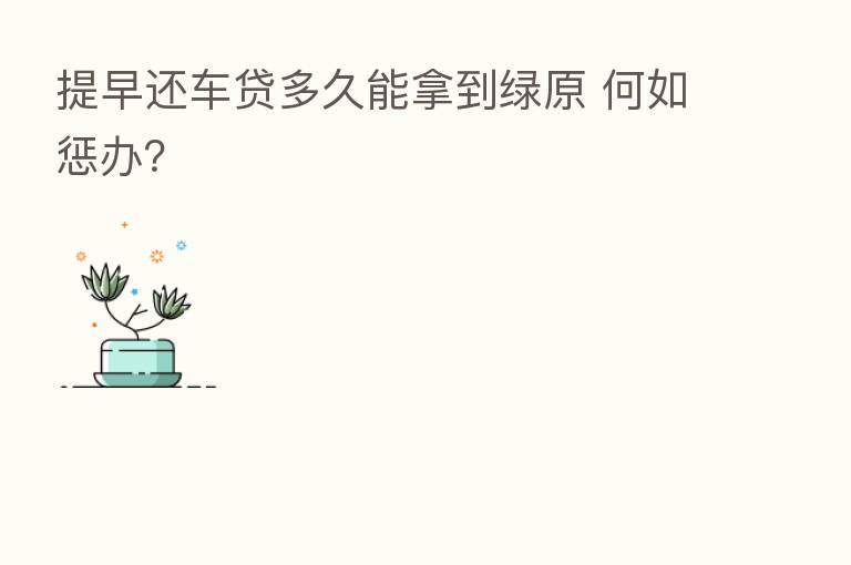 提早还车贷多久能拿到绿原 何如惩办?