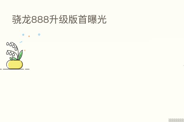 骁龙888升级版首曝光