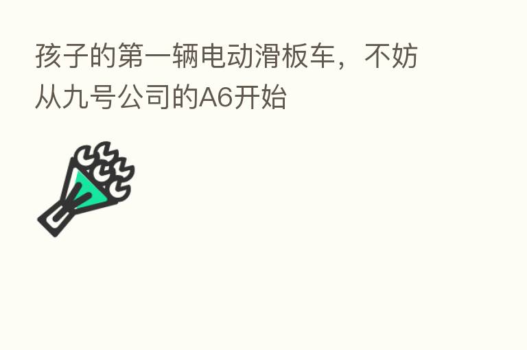 孩子的 一辆电动滑板车,不妨从九号公司的A6开始