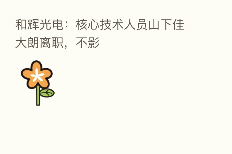 和辉光电:核心技术人员山下佳大朗离职,不影