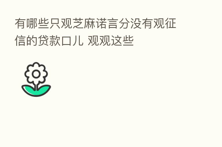 有哪些只观芝麻诺言分没有观征信的贷款口儿 观观这些