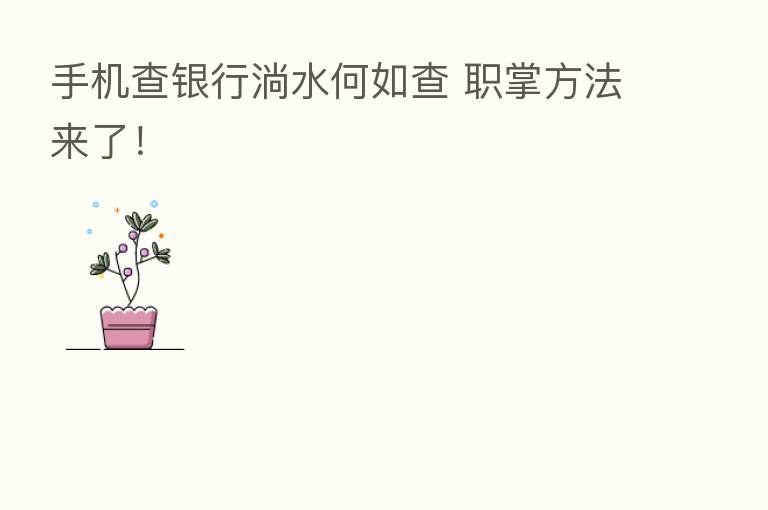 手机查银行淌水何如查 职掌方法来了!
