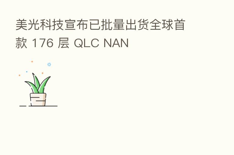 美光科技宣布已批量出货全球首款 176 层 QLC NAN