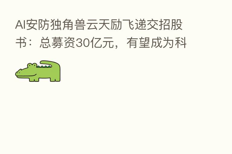 AI安防独角兽云天励飞递交招股书:总募资30亿元,有望成为科创板 快上市AI芯片股