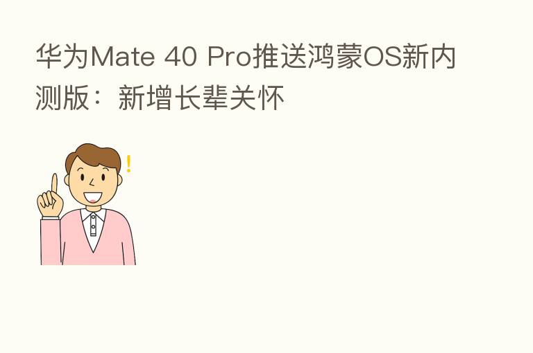 华为Mate 40 Pro推送鸿蒙OS新内测版:新增长辈关怀