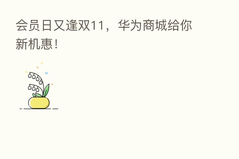 会员日又逢双11，华为商城给你新机惠！